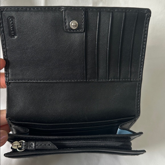 Coach Black Leather Fold Wallet - Picture 3 of 11
